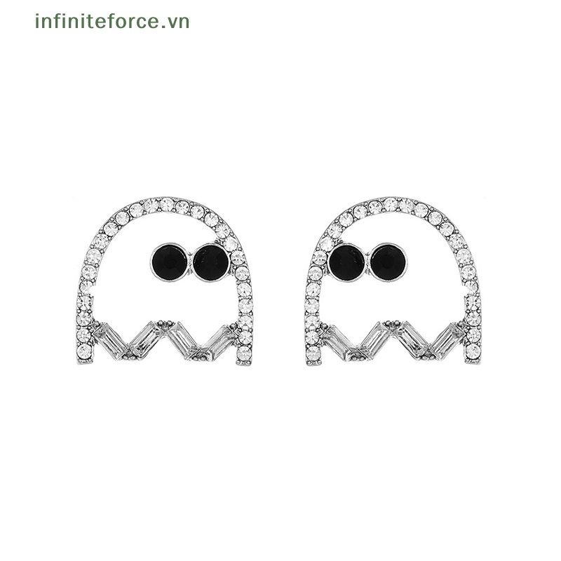 1 Đôi Bông Tai Hình Con Ma Đính Đá Đen Vui Nhộn Sáng Tạo Dành Cho Nữ Hóa Trang Halloween