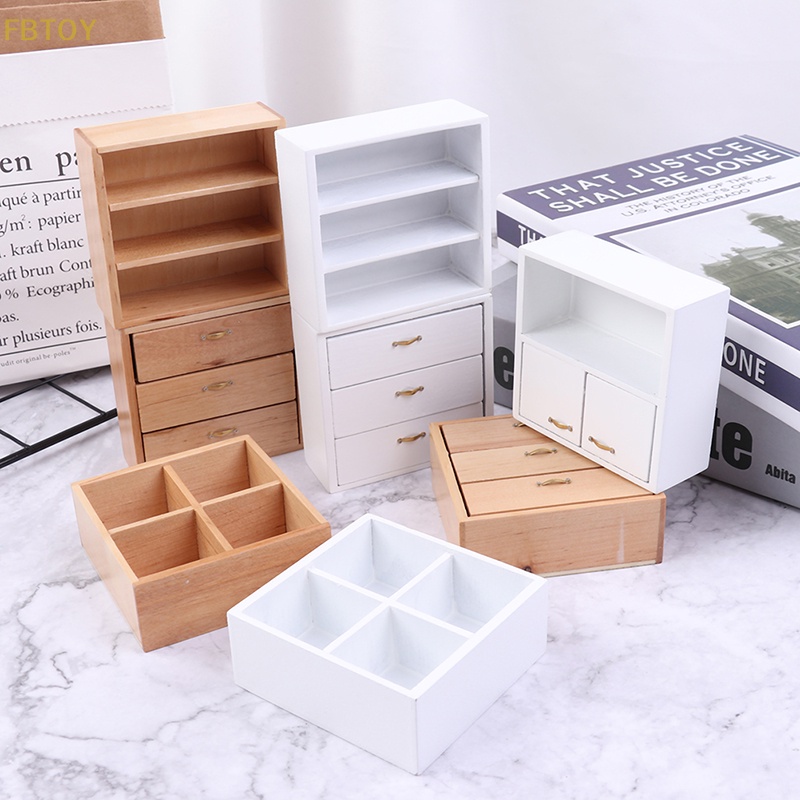 Tủ Nội Thất Phòng Khách 4 Đoạn Tỉ Lệ 1 / 12 Trang Trí Nhà Búp Bê