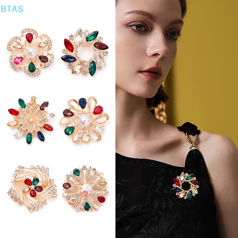 Ghim Cài Áo Hình Hoa Đính Đá Nhiều Màu Sắc Phong Cách Hàn Quốc Cho Nữ