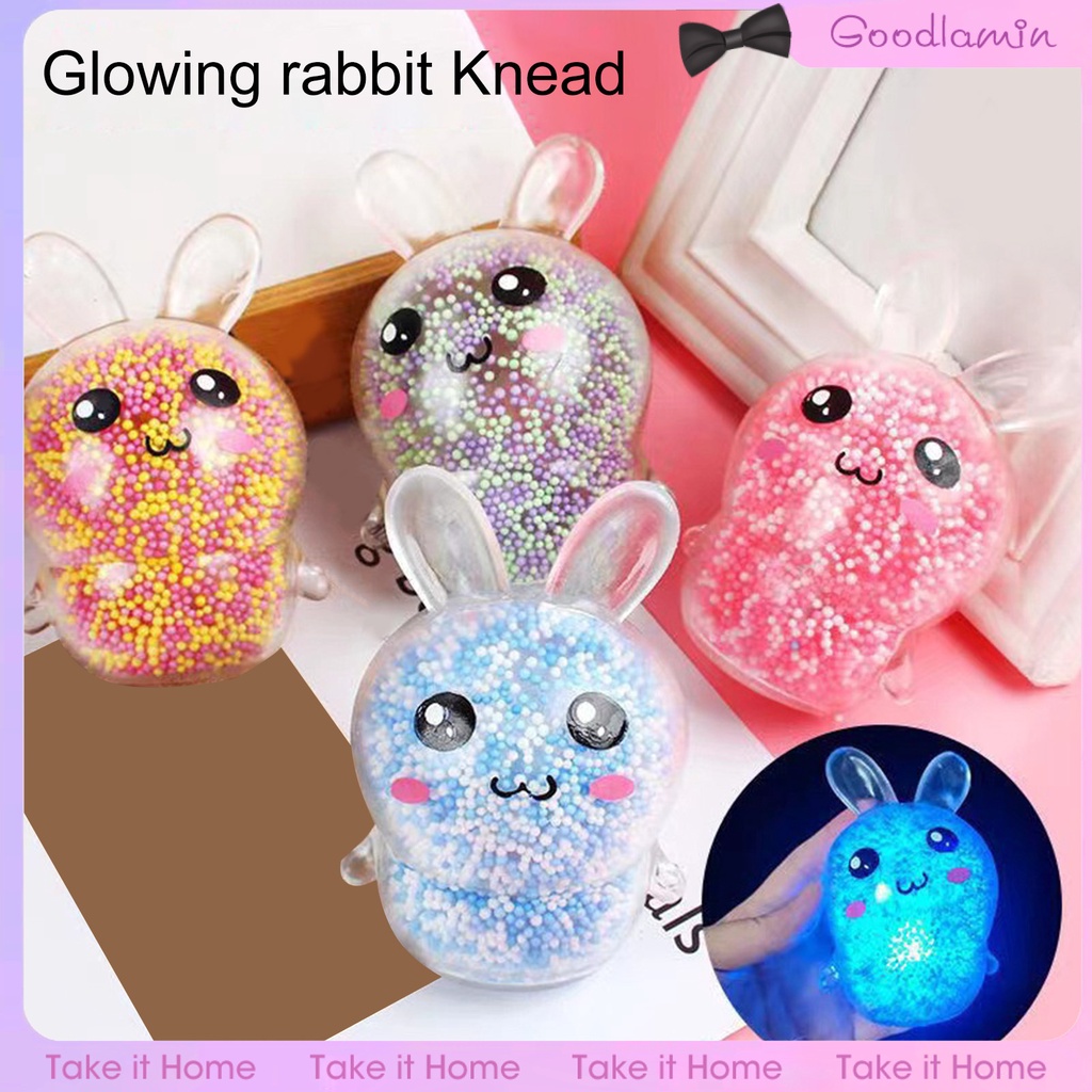 Đồ Chơi Bóp Mềm Dẻo Giảm Stress Hình Chú Thỏ Có Đèn LED