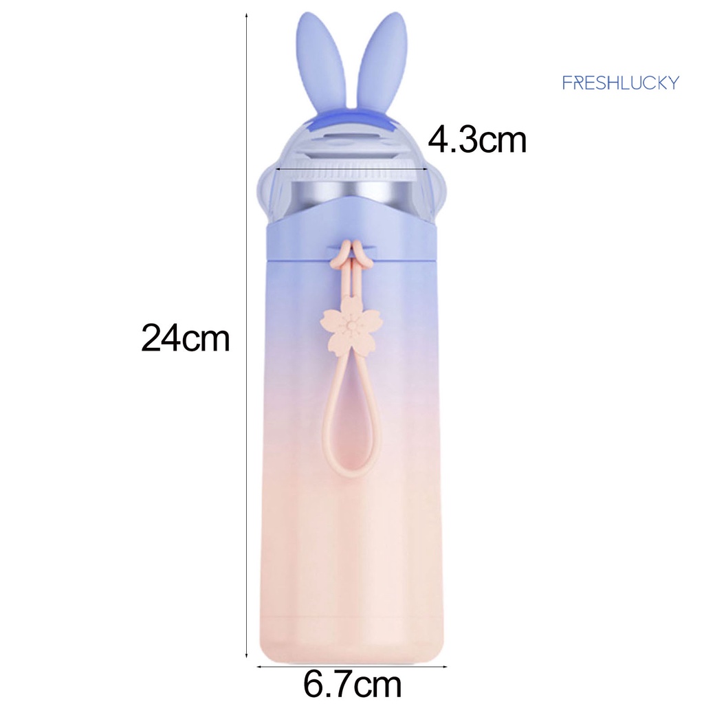 Bình Nước Giữ Nhiệt Bằng Thép Không Gỉ Hình Tai Thỏ Dễ Thương 350ml