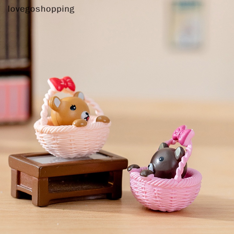 Giỏ Đựng Đồ Chơi Mini Hình Chú Gấu Dễ Thương Dùng Trang Trí Tiểu Cảnh