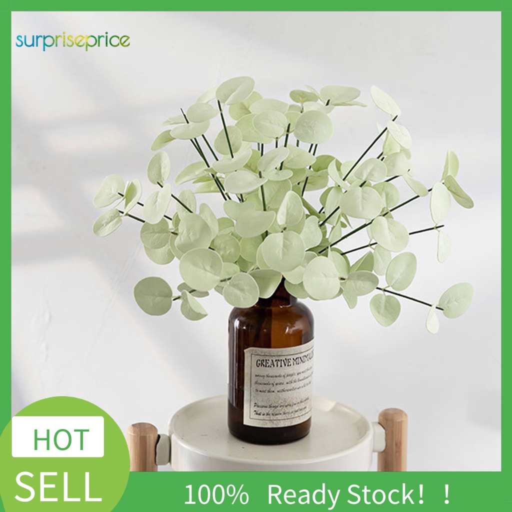 Nhánh Lá Bạch Đàn Nhân Tạo Màu Trắng / Xanh Lá Lâu Trôi Độc Đáo Trang Trí Nhà Cửa / Tiệc Cưới