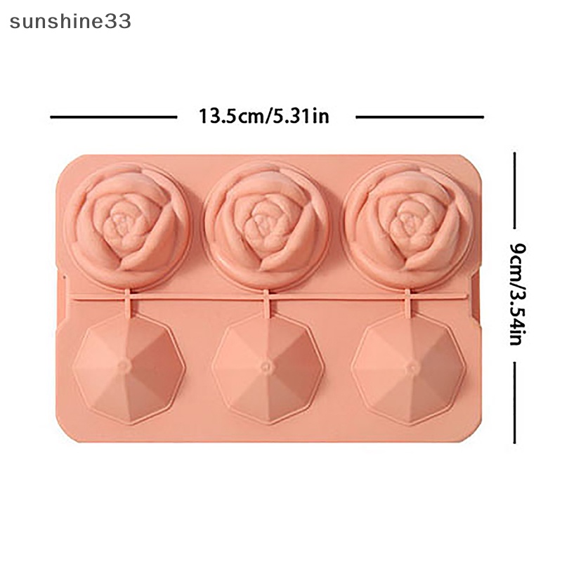Khuôn Làm Kem Que 6 Ngăn Hình Hoa Hồng Bằng Silicone