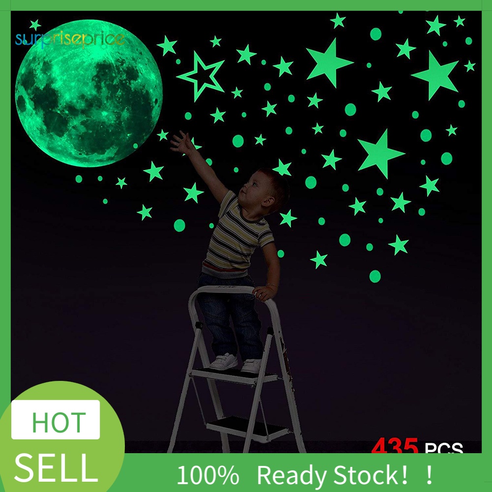 Hộp 435 Miếng Dán Tường Trang Trí Hình Ngôi Sao Dạ Quang