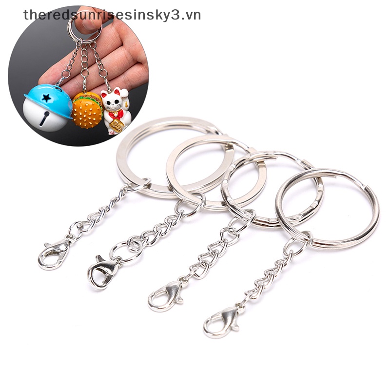 Set 10 Móc Khóa Ngắn Màu Bạc Bóng Thời Trang DIY