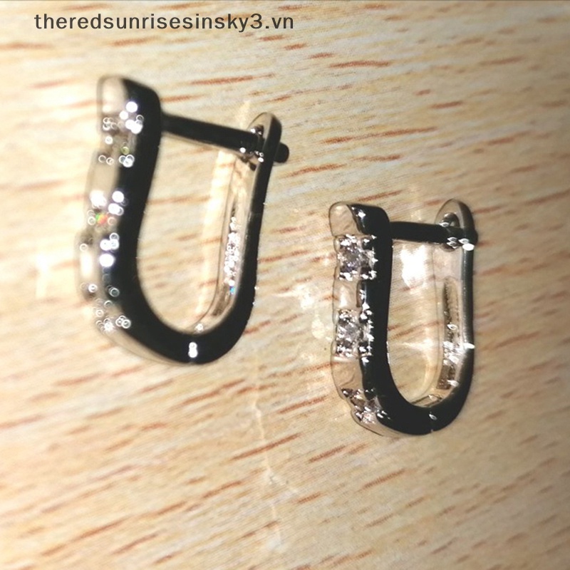 Bông Tai Mạ Bạc 925 Hình Mặt Ngựa Đính Đá Zircon Thời Trang