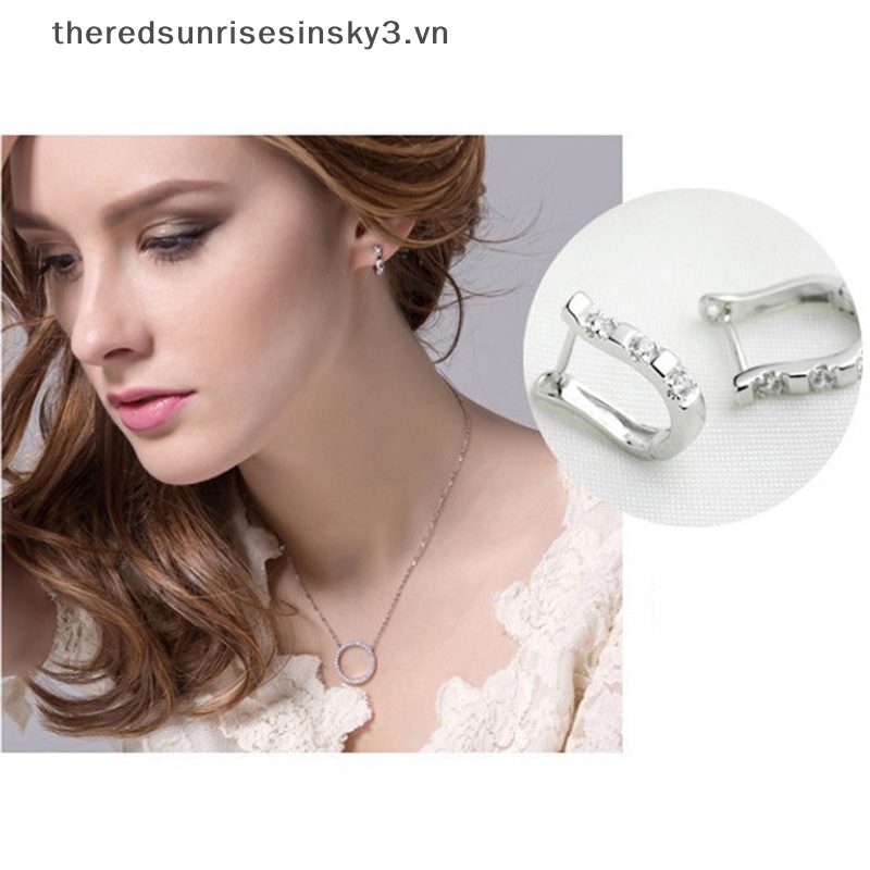 Bông Tai Mạ Bạc 925 Hình Mặt Ngựa Đính Đá Zircon Thời Trang