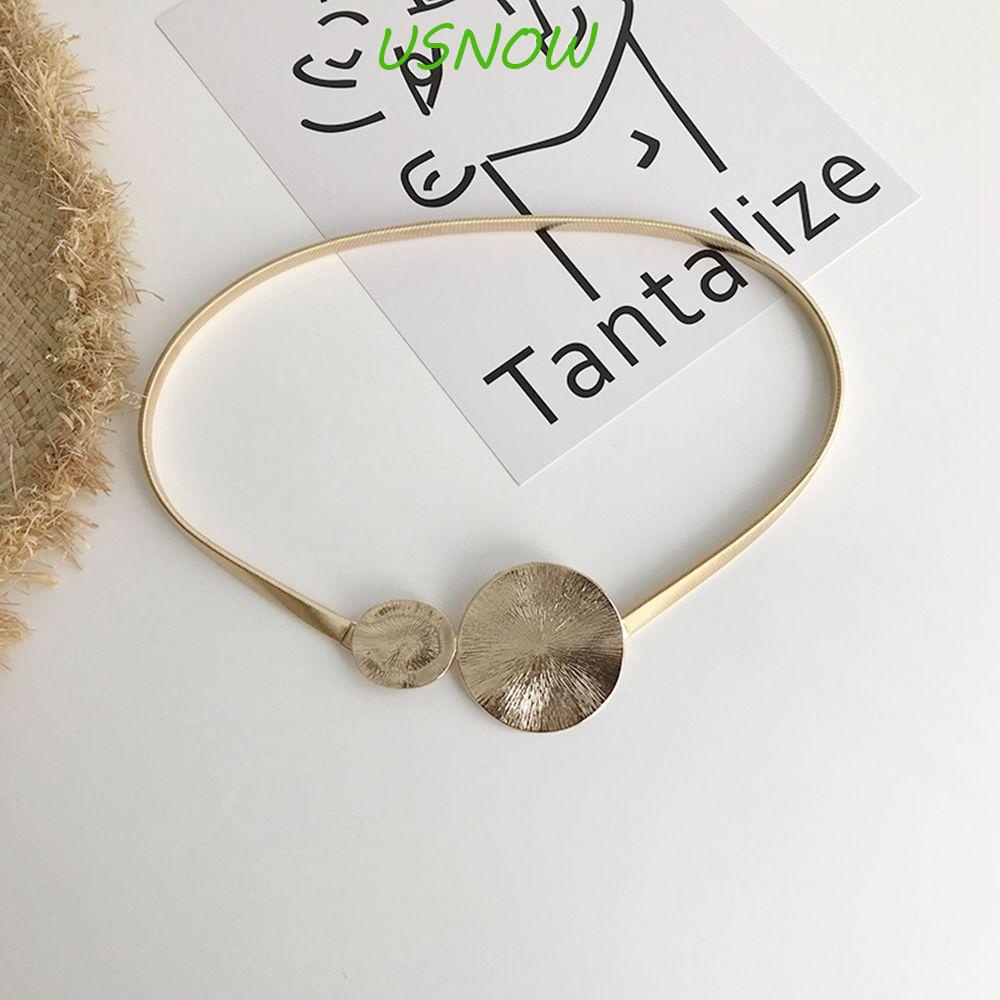 USNOW Thắt Lưng Co Giãn Bằng Kim Loại Thiết Kế Đơn Giản Dễ Phối Đồ