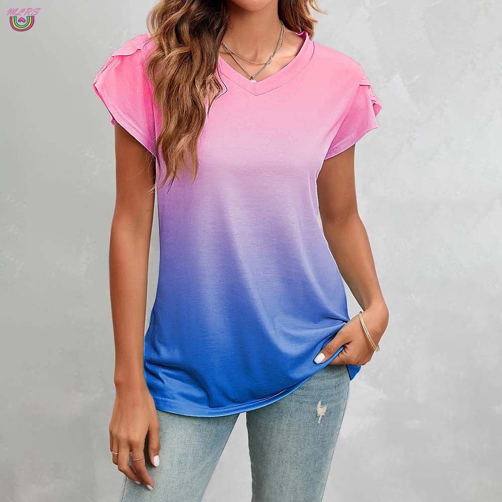 Áo Kiểu Mềm Mại Tay Cánh Hoa Thời Trang Mùa Hè Cho Nữ