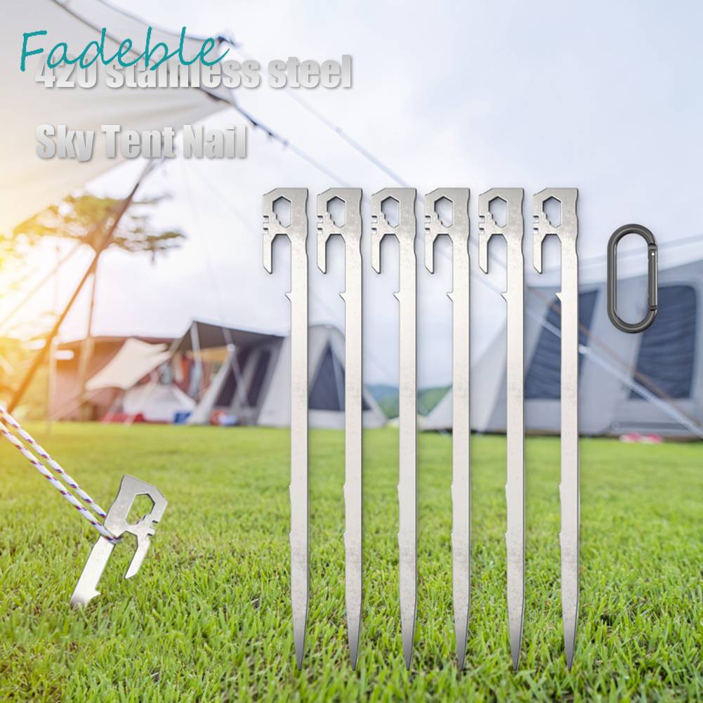 Set 6 Cọc Dựng Lều Bằng Thép Không Gỉ 28cm