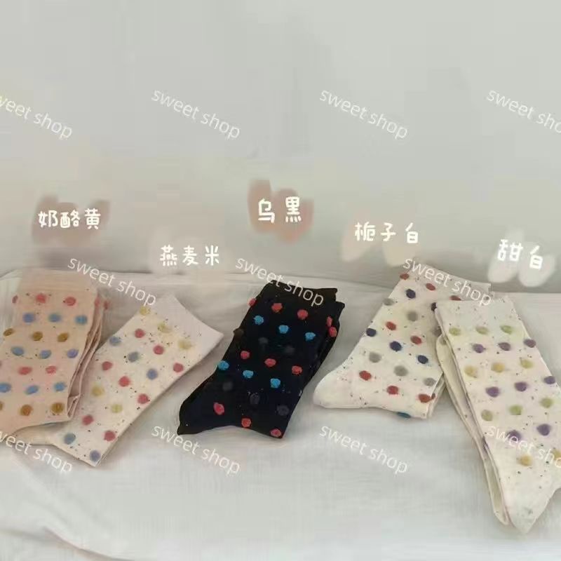 Vớ Cổ Vừa Họa Tiết Chấm Bi Ba Chiều Đơn Giản Thời Trang Xuân Hè Dành Cho Nữ