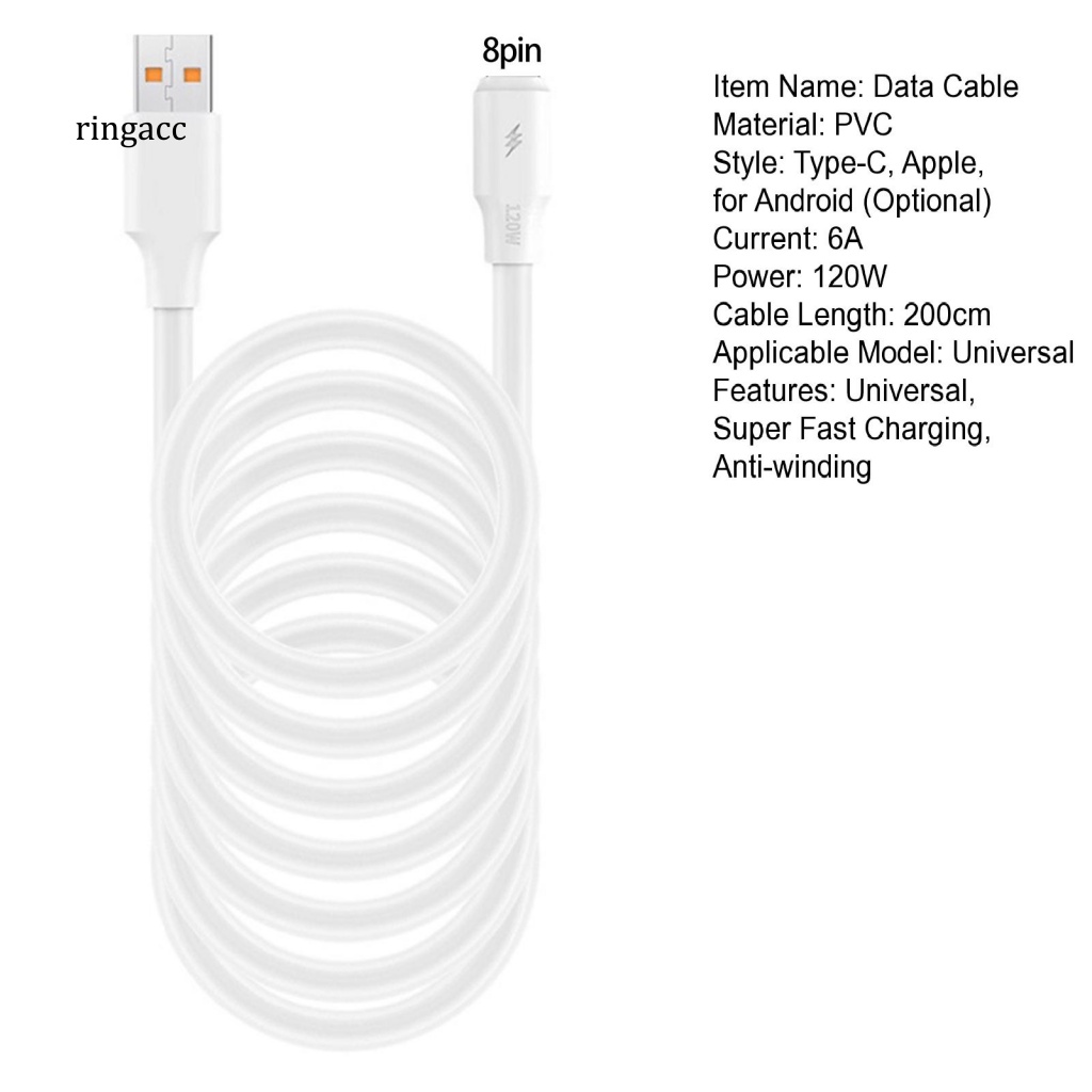 Dây Cáp Sạc Chip Thông Minh RGA 120W Type-C 8Pin Micro USB Cho Điện Thoại Thông Minh