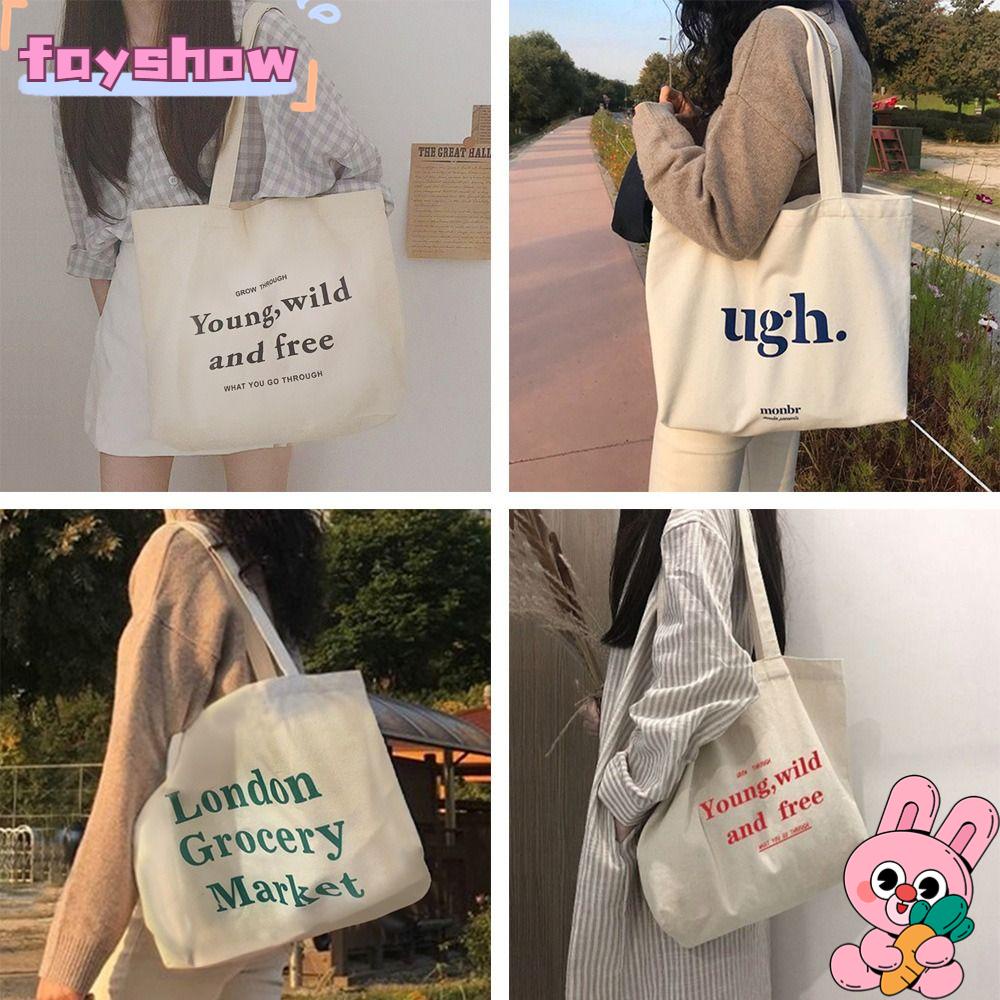 FAY Túi Xách Vải Canvas Cỡ Lớn In Chữ Phối Khóa Kéo Cá Tính Cho Nữ