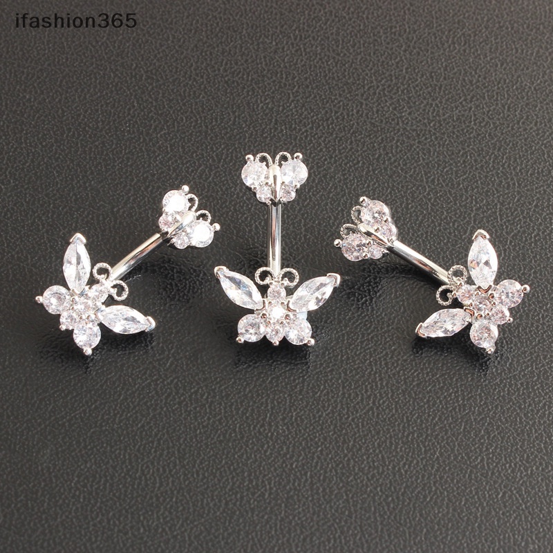 Khuyên Rốn Hình Bướm Đính Đá Zircon Thời Trang Quyến Rũ ifashion365 Cho Nữ