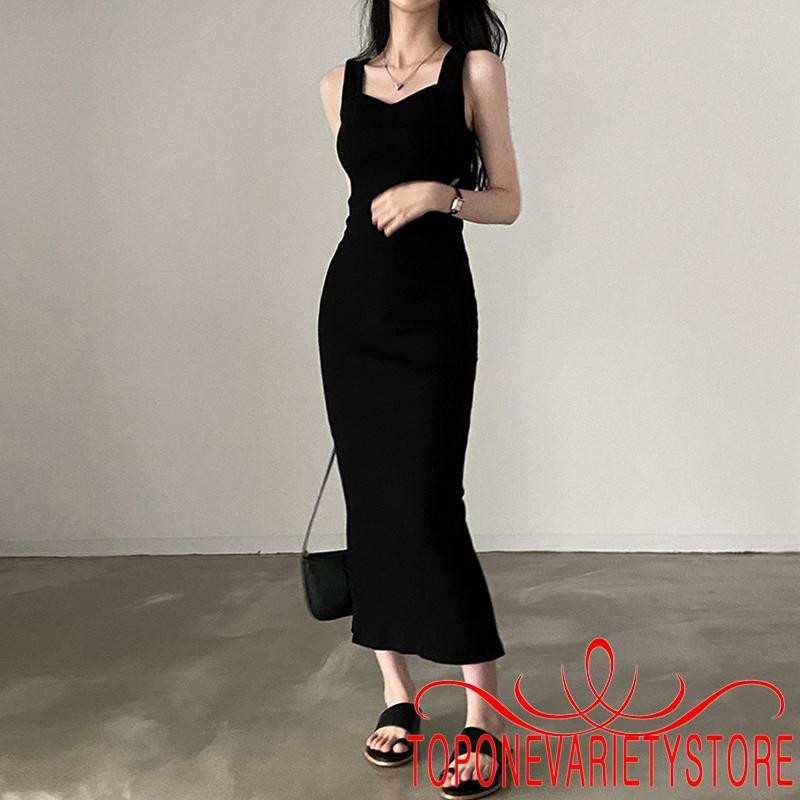 Topone Đầm không tay Cổ Chữ V Xẻ Tà Quyến Rũ