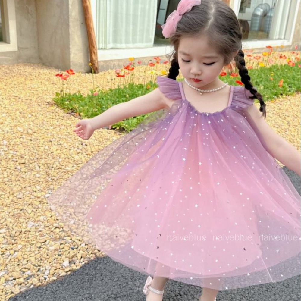 Đầm Công Chúa Hai Dây Thời Trang Mùa Hè Dành Cho Bé Gái