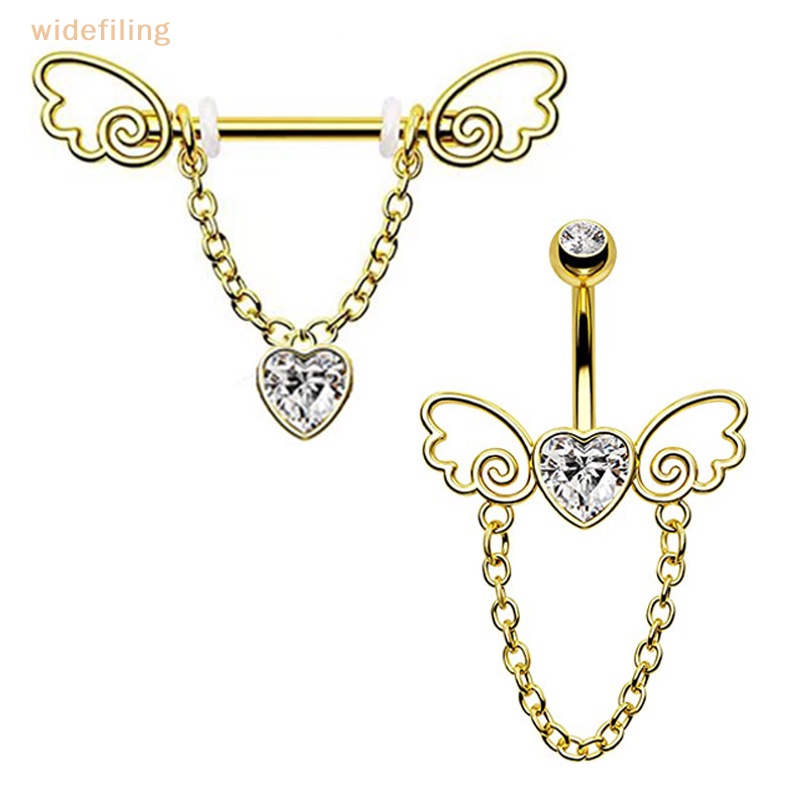 Bộ Khuyên Rốn / Mũi / Rốn Hình Trái Tim Đính Đá Pha Lê Nhiều Màu Sắc Cá Tính Dành Cho Nữ