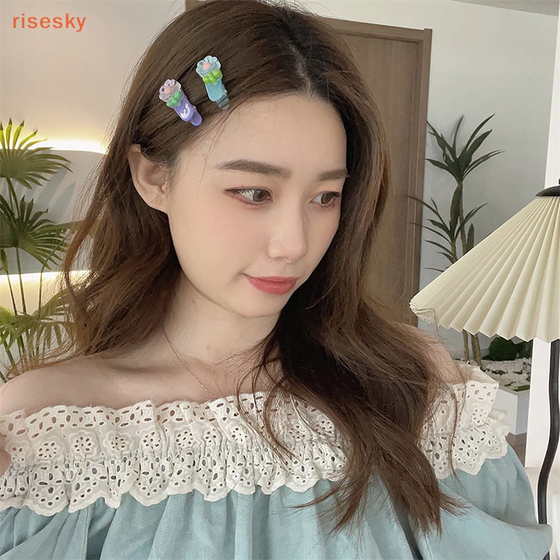 Kẹp Tóc Trang Điểm Hình Cây Kem / Trái Tim Màu Hồng Dễ Thương Sáng Tạo Dành Cho Bạn Gái