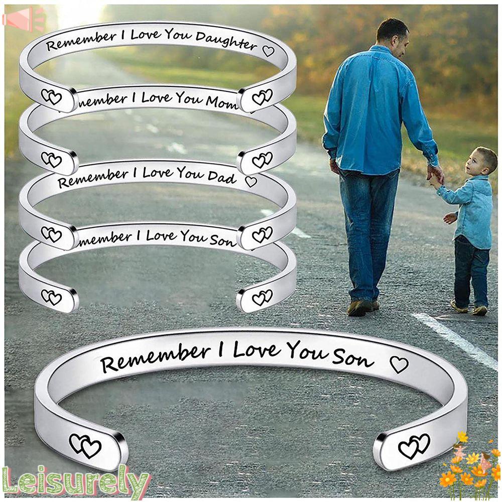 LEILY Vòng Tay Dạng Hở Khắc Chữ Quyến Rũ Thời Trang Cho Gia Đình