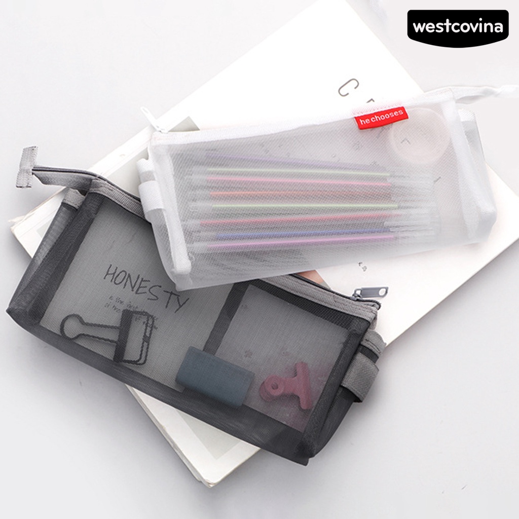 [WSTN]✎Túi Đựng Bút Bằng Lưới Trong Suốt Chống Bụi Sức Chứa Lớn