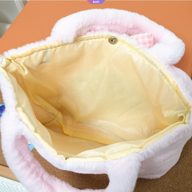 Túi Tote Xách Tay Phối Lông Hình Sanrio Kuromi My Melody Cinnamoroll Lotso StellaLou Pooh Stitch Linabel Đáng Yêu Thời Trang Cho Nữ [RAIN]