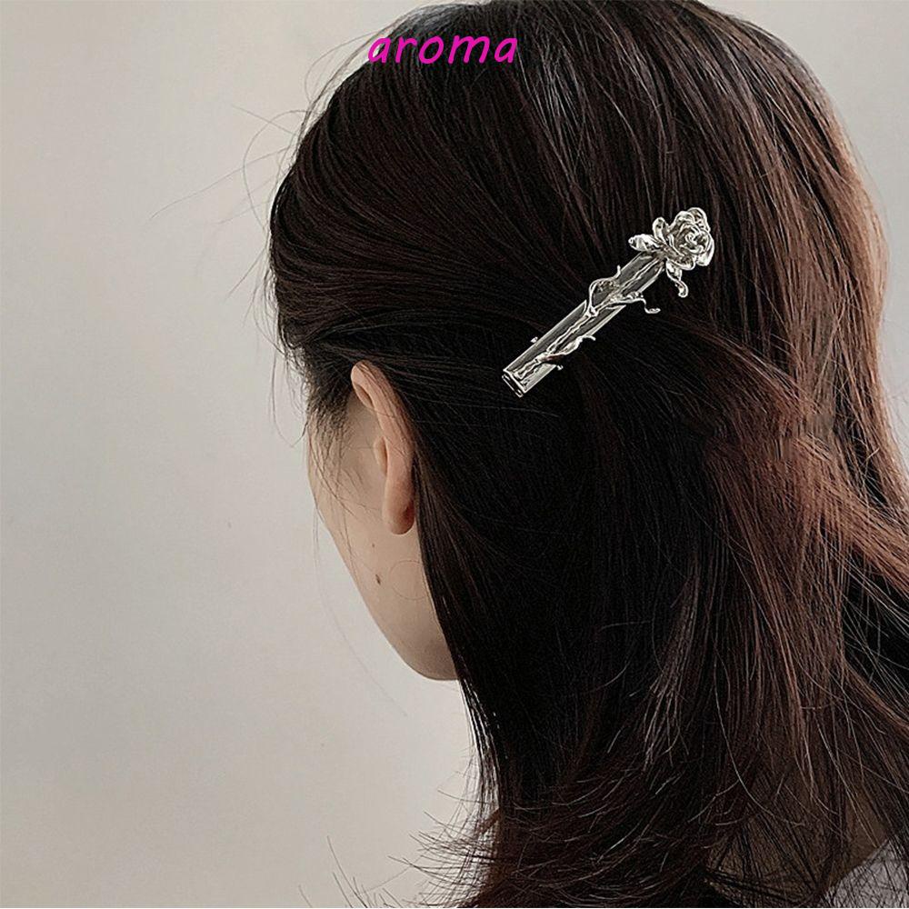 AROMA Kẹp Tóc Kim Loại Hình Hoa Hồng Phong Cách Harajuku Hàn Quốc