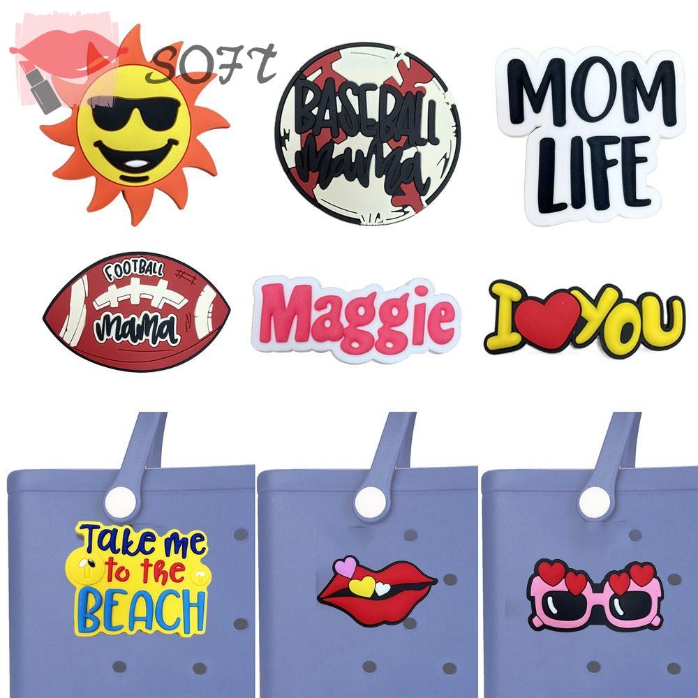 SOFTNESS Phụ Kiện Trang Trí Túi Xách Bằng Cao Su PVC In Chữ Độc Đáo DIY