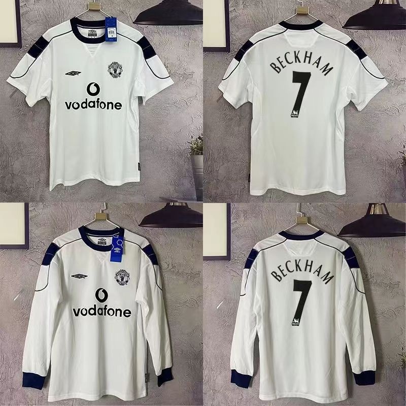 Retro 99-00 manchester united away bóng đá dài tay cổ điển jersey ngắn tay
