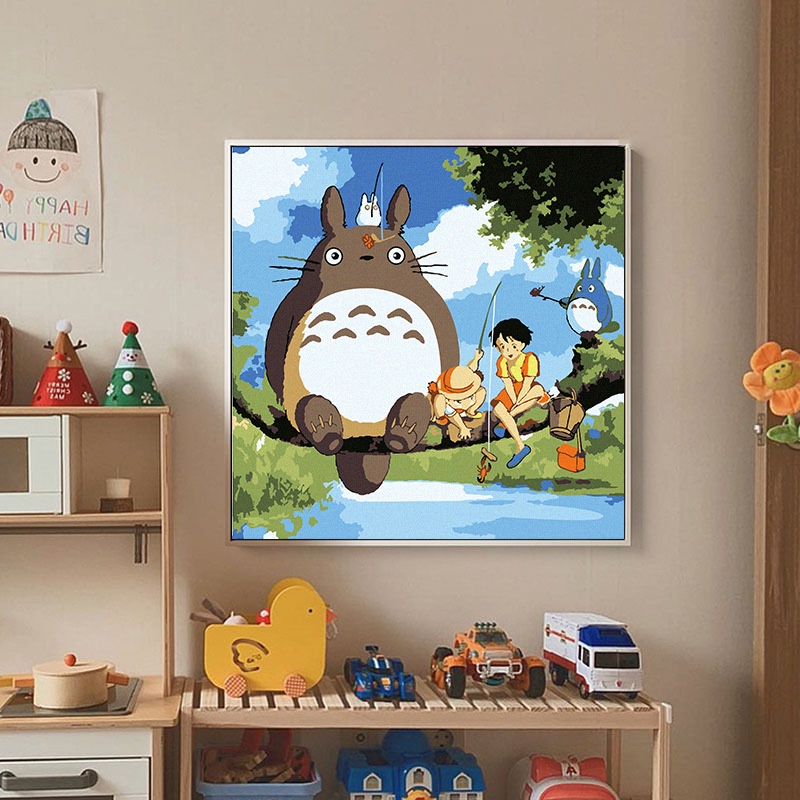 Tranh Số Hóa , tranh sơn dầu Gấu Ponyo-Sousuke-Anime CÓ KHUNG VÀ DỤNG CỤ VẼ, Tranh Sơn Dầu Tổng Hợp Nhiều Mẫu Mã