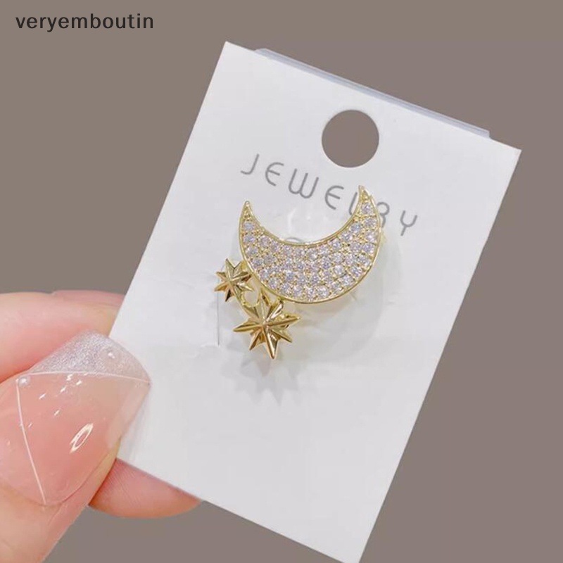 Trâm Cài Áo Hình Trăng Sao Đính Đá Thanh Lịch Thời Trang Phong Cách Hàn Quốc Cho Nữ