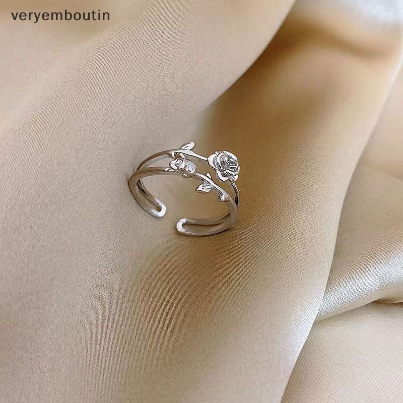 Nhẫn Bạc 925 Hai Lớp Hình Hoa Hồng Thời Trang Dành Cho Nữ