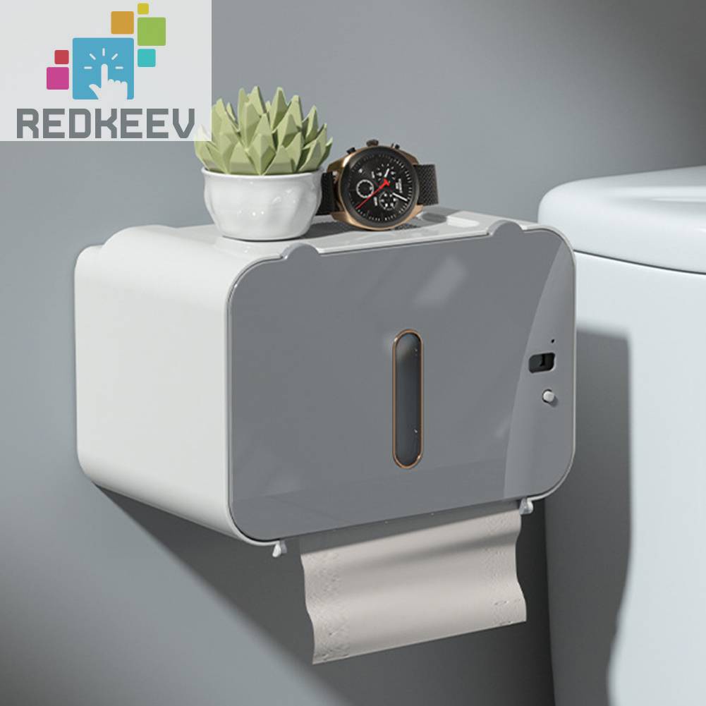 Hộp Đựng Giấy Cuộn Cảm Biến Thông Minh Gắn Tường Kèm Sạc USB Tiện Dụng Cho Nhà Tắm