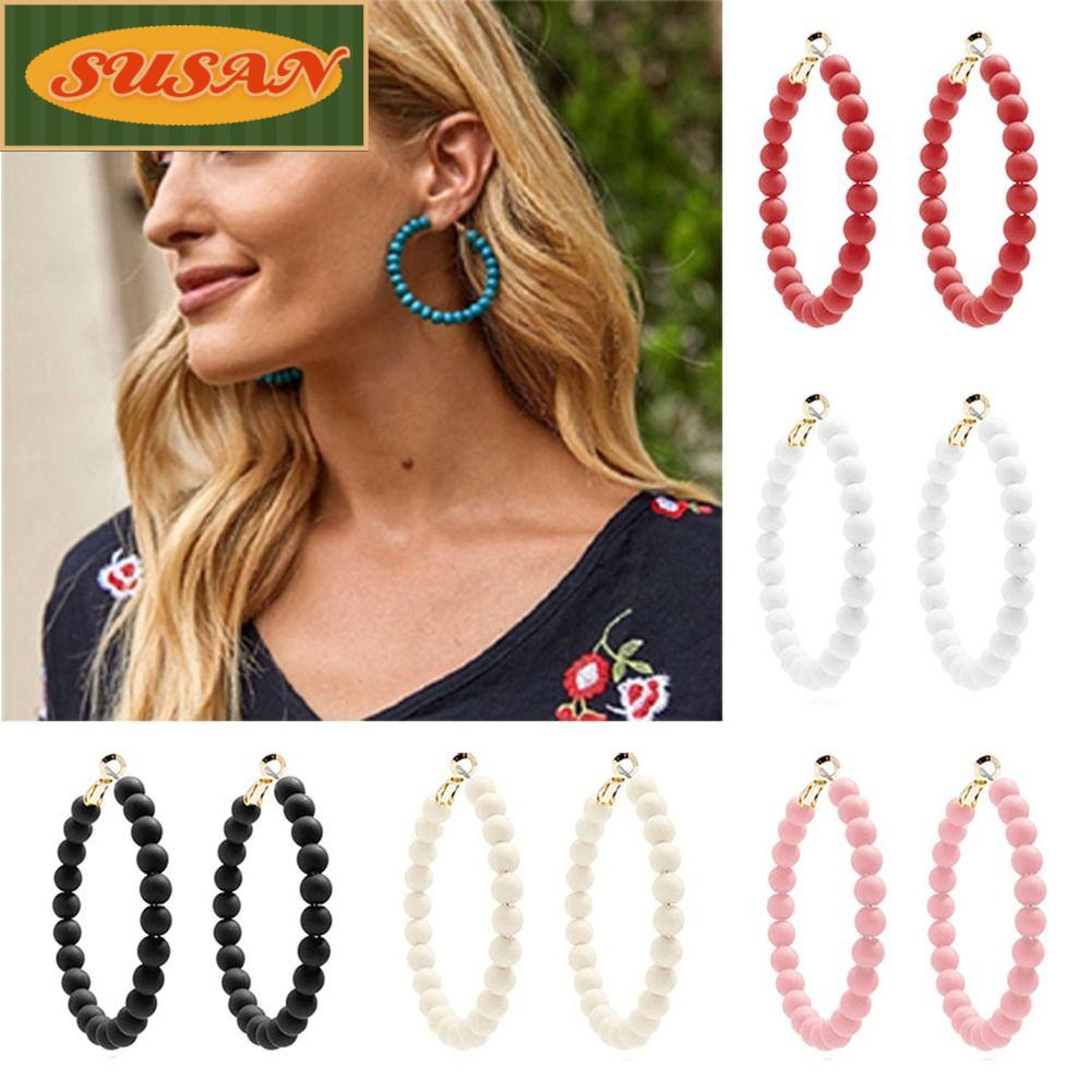 SUSANS Bông Tai Dạng Chuỗi Hạt Acrylic Phong Cách Bohemian Sáng Tạo Cho Nữ