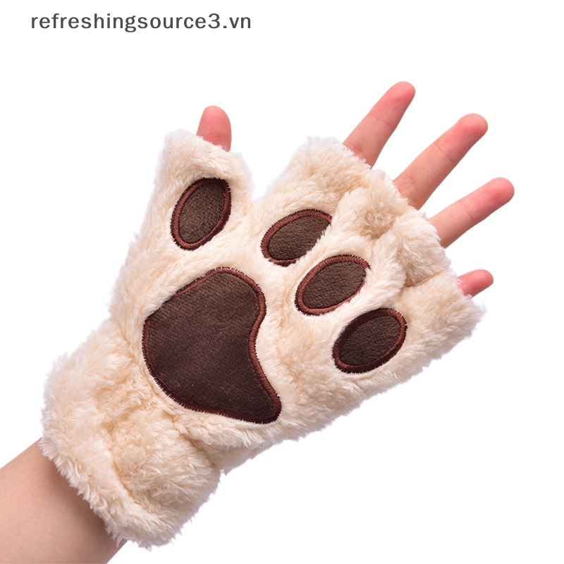 Găng Tay Lông Xù Hở Ngón Hình Chân Mèo Dễ Thương {REFRE3} 3.vn} Làm Quà Tặng Tiệc Tùng {Refreshingsource