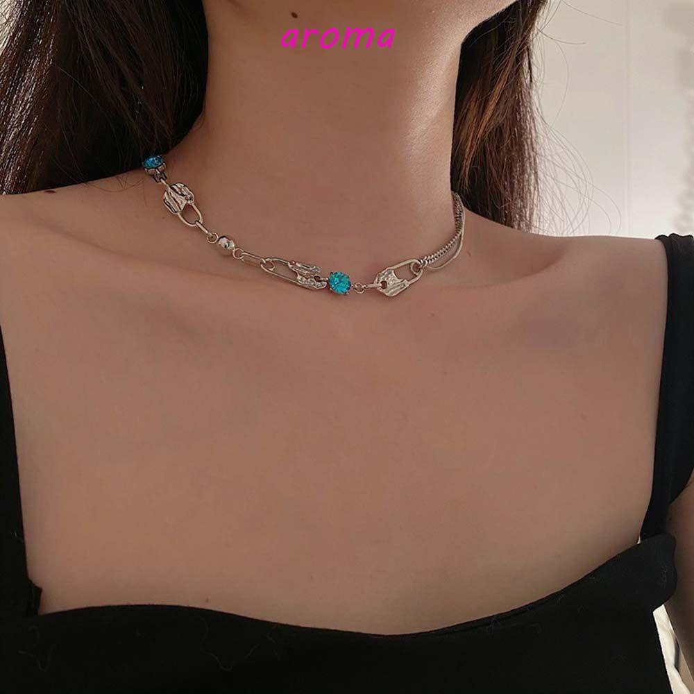 AROMA Vòng Cổ Choker Bằng Thép Titan Đơn Giản Sáng Tạo Phong Cách Hip Hop Hàn Quốc Cho Nữ