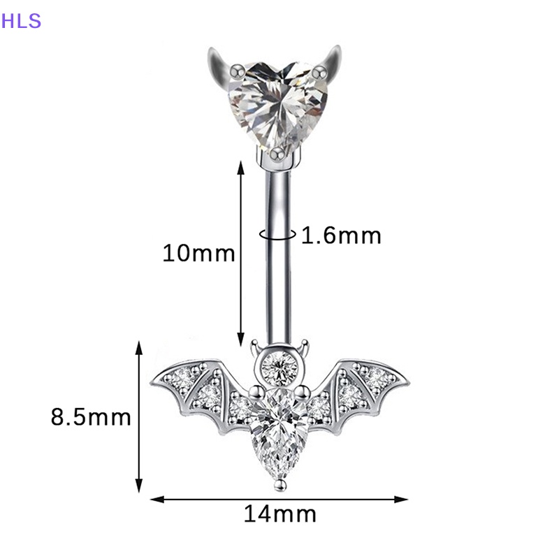 Khuyên Rốn Hình Dơi Đính Đá Pha Lê Đen Cá Tính