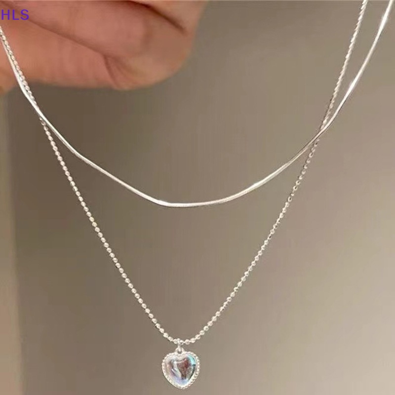 Vòng cổ Hai Lớp Mặt Hình Hạt Đậu May Mắn Trái Tim Đơn Giản Phong Cách Hàn Quốc Dành Cho Nữ