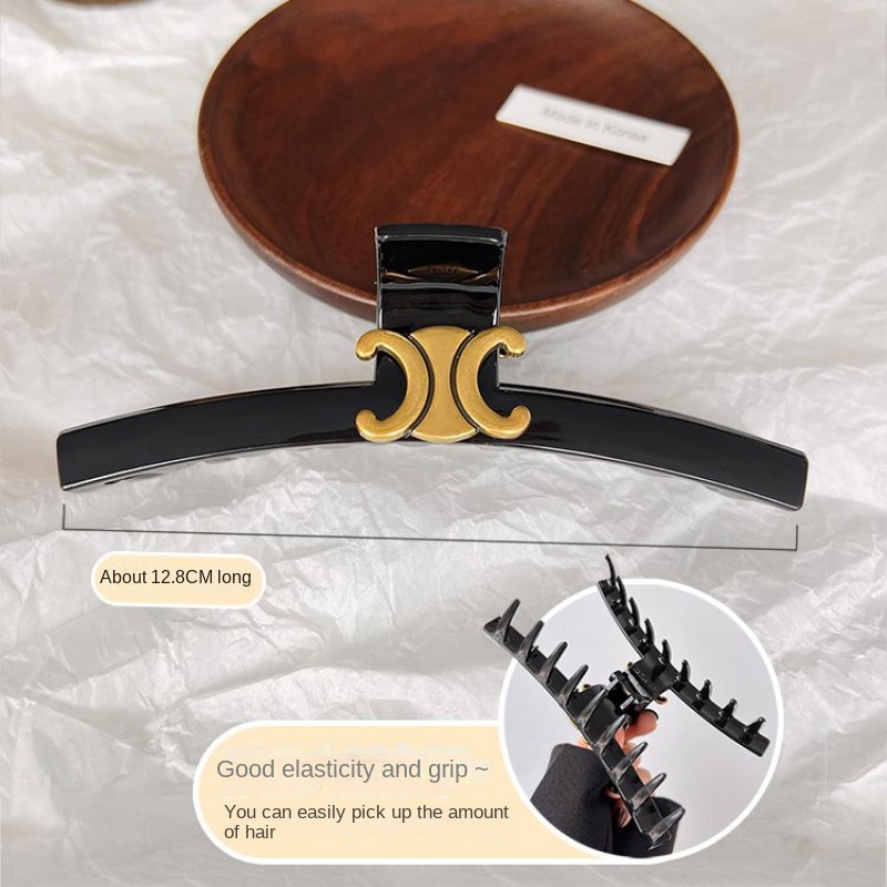 Kẹp Tóc Hình Cá Mập Màu Đen Phong Cách Retro Cao Cấp Cho Nữ