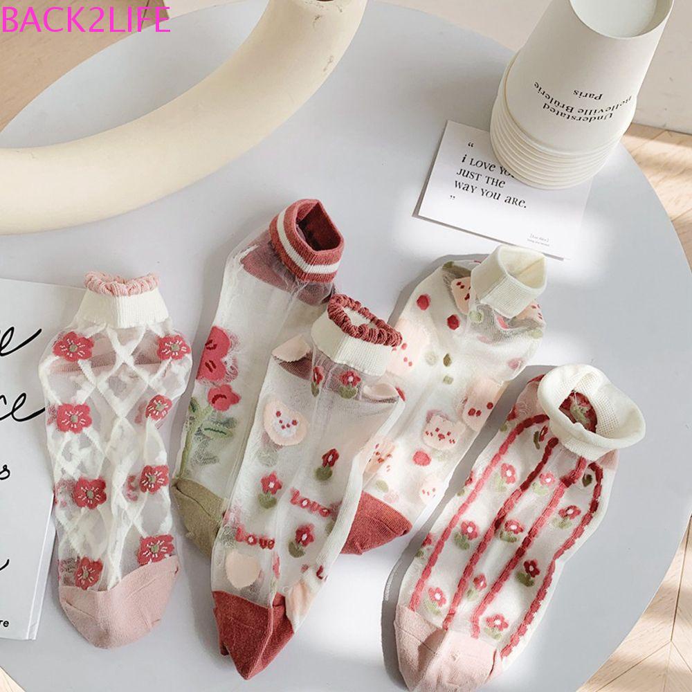BACK2LIFE Vớ Lụa Trong Suốt Màu Hồng Phong Cách Cổ Điển Cho Nữ