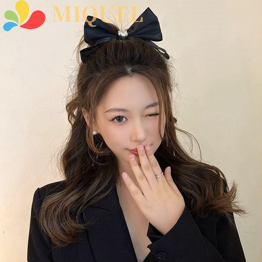 MIQUEL Kẹp Tóc Nơ Bằng Hợp Kim Màu Đen Dành Cho Nữ