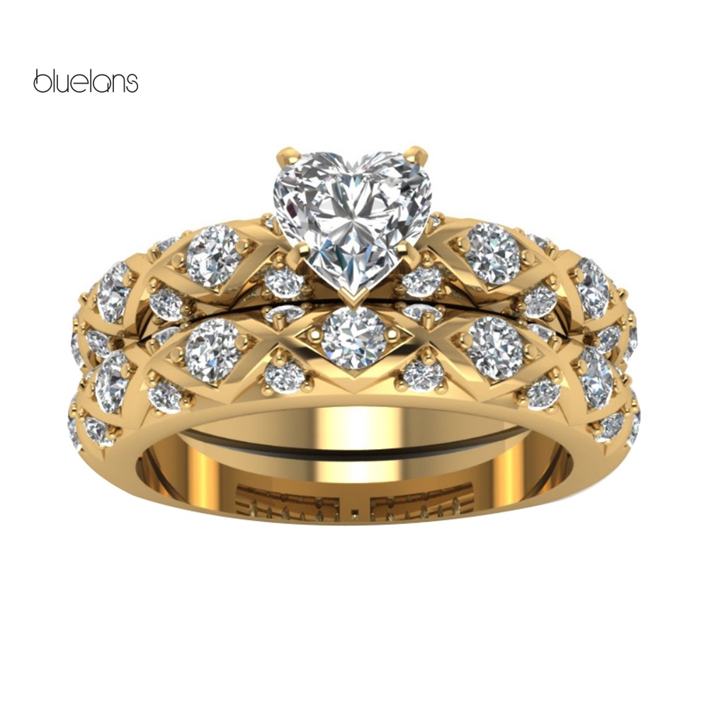 Nhẫn Đính Hôn Đính Đá Zircon Hình Trái Tim Sang Trọng Cho Nữ