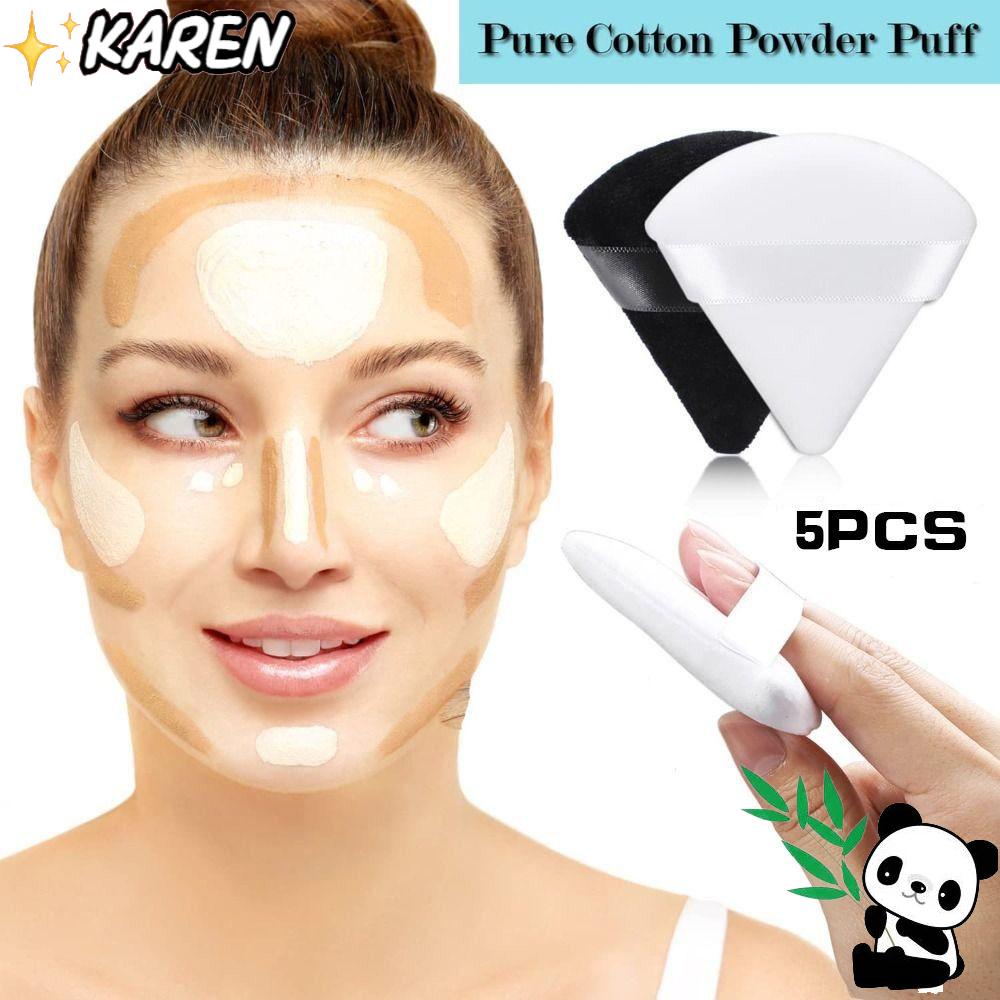 KAREN Set 5 Mút Trang Điểm Hình Tam Giác Bằng Cotton Có Thể Giặt Tiện Lợi
