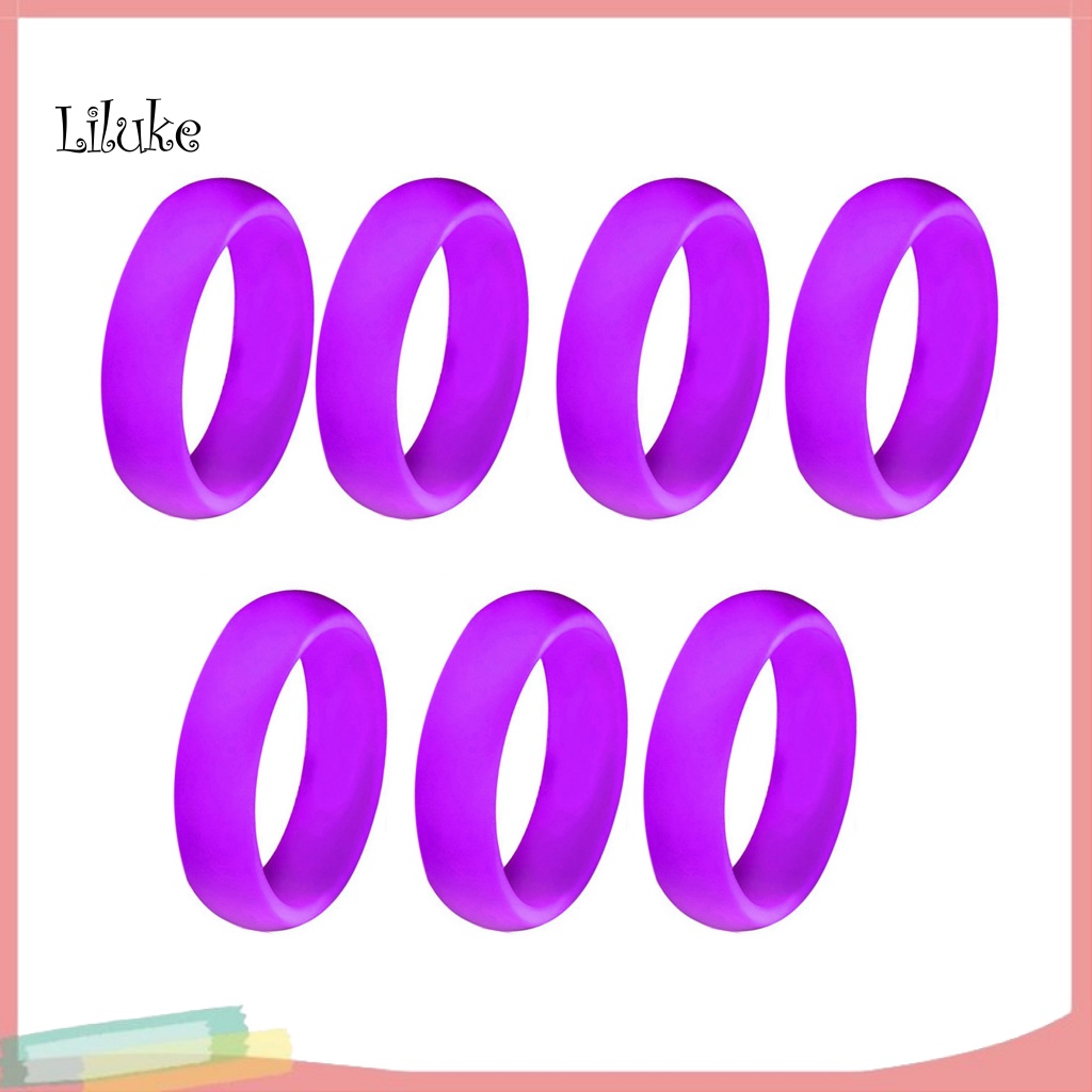 Bộ 7 Nhẫn Silicon Đính Kim Tuyến Nhiều Màu Sắc Thời Trang Cho Nữ