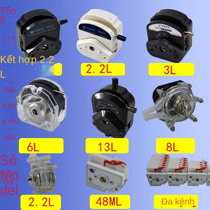Máy Bơm Nhu Động Thử Nghiệm Dòng Chảy Nhỏ Công Nghiệp Máy Làm Đầy Dòng Chảy Lớn Yz1515 Yz15 Kz25 Y35 DR Đầu Bơm - Yz1515 3 Cánh-Trắng