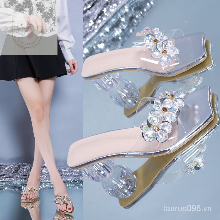 Sandal Cao Gót 6-8cm Chất Liệu Cao Su PU Phong Cách Thời Trang Mới 2023