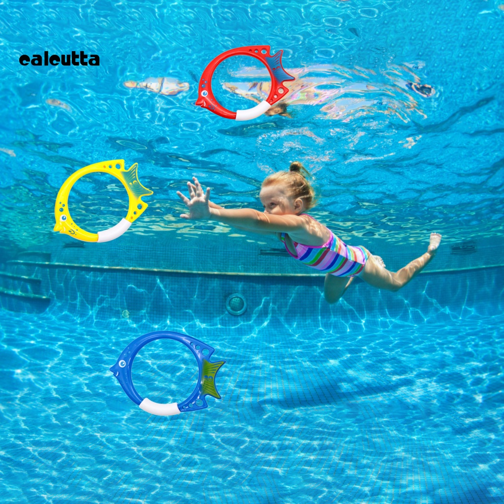 Set 3 Vòng Nhẫn Nhựa Hình Cá Hoạt Hình An Toàn Cho Bé Tập Bơi