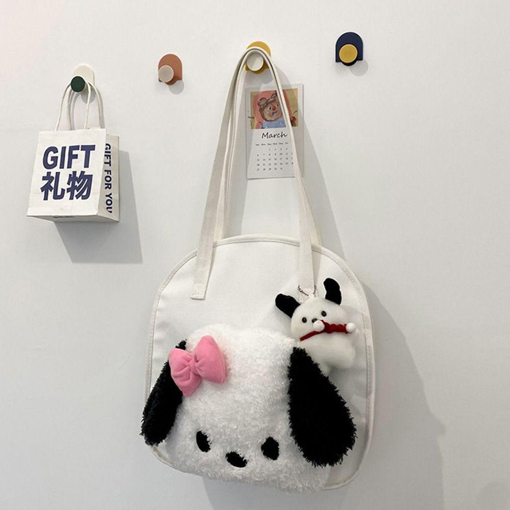 LOMBARD Túi Đeo Dưới Cánh Tay Bằng Lông Nhung Có Khóa Kéo Họa Tiết Động Vật Dễ Thương Phong Cách Nhật Bản Dùng Mua Sắm