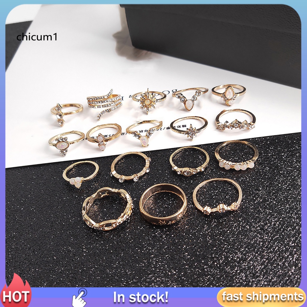 Set 17 Nhẫn Đeo Khớp Ngón Tay Phong Cách Boho