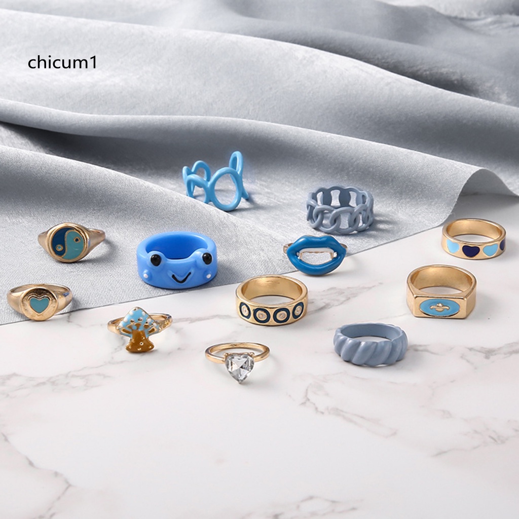 Set 12 Nhẫn Mở Bằng Hợp Kim Trang Trí Khối Lượng Nhẹ Đa Ứng Dụng Cho Nam Và Nữ